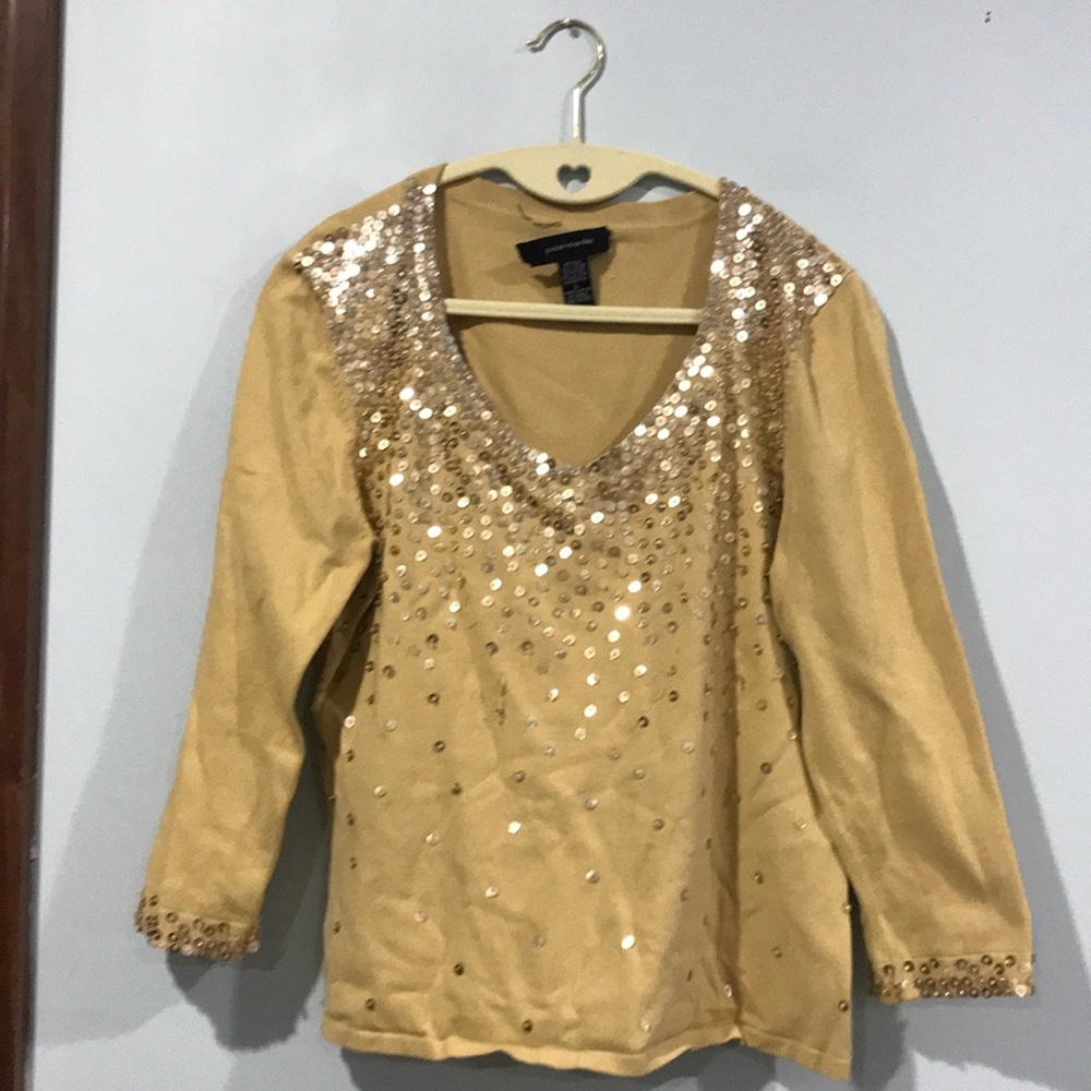 Elegant Gold Sequin Women's Blouse